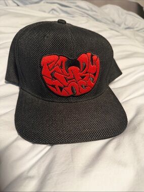 Black Hemp Snapback with Bold Red Embroidered Patch